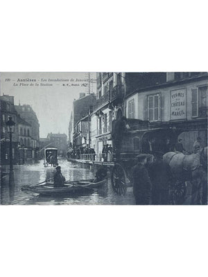 Asnières-sur-Seine – Inondations de janvier 1910, place de la Station – CPA n°199