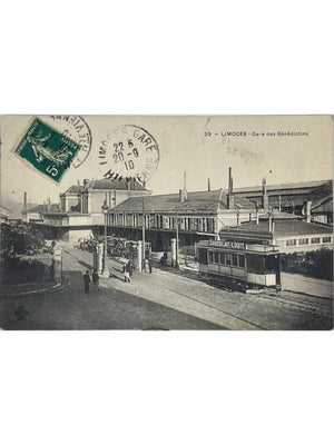 Limoges – Gare des Bénédictins et tramway – CPA 1910
