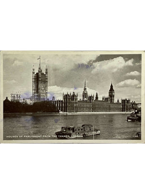 Londres – Houses of Parliament vus de la Tamise – Carte postale 1956