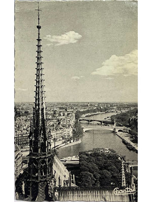Carte postale – Paris – Flèche de Notre-Dame et Seine – Éditions Chantal – 1954