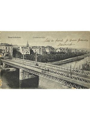 Sarrebruck – Louisenbrücke, pont sur la Sarre – CPA vers 1919