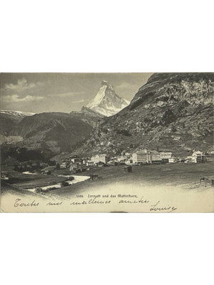 Zermatt et le Cervin – Vue du village – CPA 1905