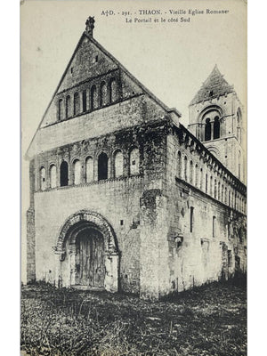 Thaon (Calvados) – Vieille église romane, portail et côté sud – CPA n° 291