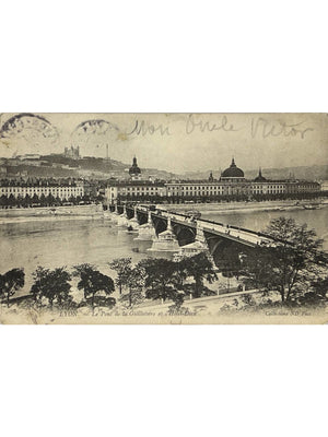 Lyon – Pont de la Guillotière et Hôtel-Dieu – CPA ancienne