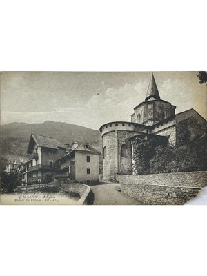 Saint-Savin (Hautes-Pyrénées) – L'église et l'entrée du village – CPA ancienne