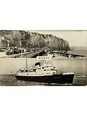 Dieppe – Plage, falaises et navire Brighton au port – CPSM
