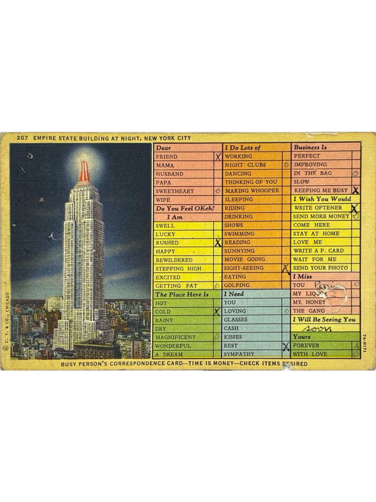 Recto de la carte postale