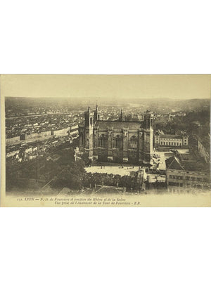 Lyon – Notre-Dame de Fourvière et panorama sur le Rhône et la Saône – CPA n°151