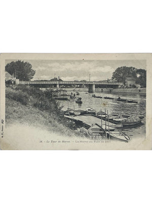 Bry-sur-Marne – La Marne au pont de Bry et barques – CPA n° 38