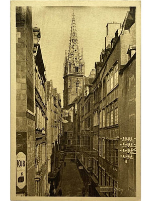 Saint-Malo – La Grande Rue et la cathédrale Saint-Vincent – CPA Yvon n° 8