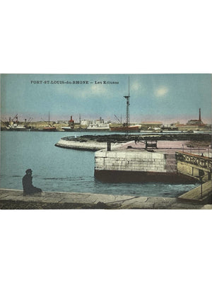 Port-Saint-Louis-du-Rhône – Les Écluses, port et navires – CPA colorisée