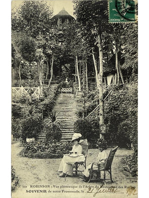 Le Plessis-Robinson – Arbre du Restaurant des Roches, femmes attablées – CPA 1912