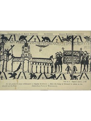 Bayeux – Tapisserie de la Reine Mathilde, corps d'Édouard à Saint-Pierre – CPA n° 262
