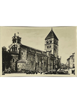 Carte postale – Saint-Gaudens – Église collégiale et automobiles – Labouche Frères n° 38