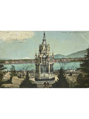 Genève – Monument Brunswick et lac Léman – CPA colorisée C.P.N. 747