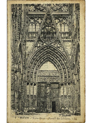 Rouen – Cathédrale Notre-Dame, portail des Libraires – CPA illustrée