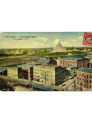 Providence Rhode Island – State House et voies ferrées depuis la First Baptist Church – CPA