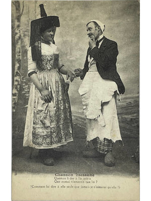 Carte postale – Chanson bressane – Scène en costume régional – P. Charvet
