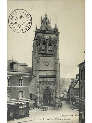 Aumale (Seine-Maritime) – Église et portail – CPA n° 27