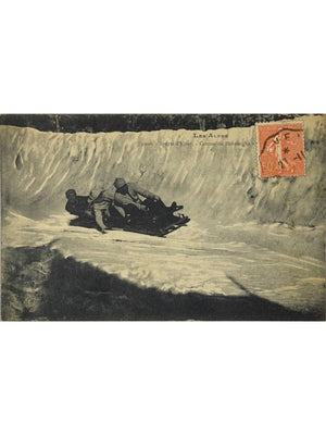Les Alpes – Course de bobsleigh, sports d’hiver 1900 – CPA ancienne