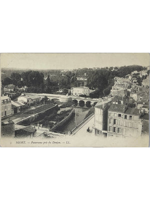 Niort – Panorama pris du Donjon et pont sur la Sèvre – CPA LL n°5