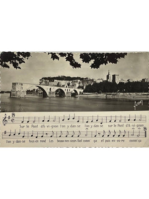 Avignon – Pont Saint-Bénézet et partition Sur le Pont d'Avignon – CPSM années 1950
