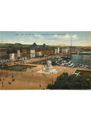 Le Havre – Place Gambetta et bassin du Commerce – CPA colorisée n°129
