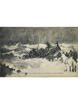 Le Havre – Mise à l'eau du bateau de sauvetage par tempête – CPA n°230