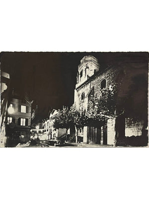 Saint-Jean-de-Luz – Église Saint-Jean-Baptiste illuminée la nuit – CPSM Lavielle