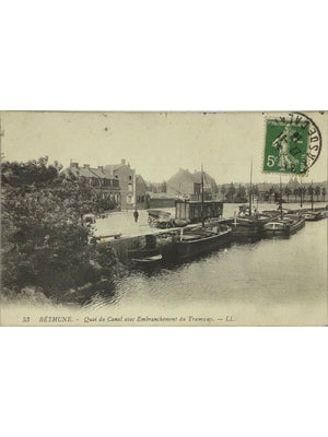 Béthune – Quai du Canal et embranchement du tramway – CPA n°53 LL