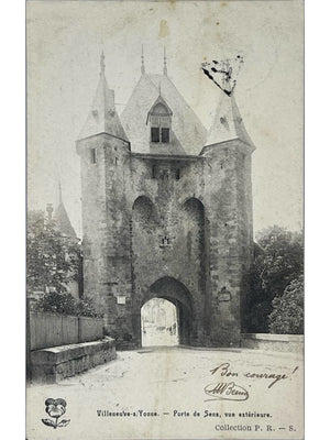 Villeneuve-sur-Yonne – Porte de Sens, vue extérieure – CPA vers 1900