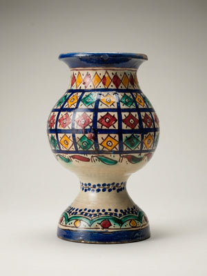 Vase marocain sur piédouche en céramique peinte – Fès - 20 cm