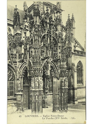 Louviers – Église Notre-Dame, porche du XVe siècle – CPA n° 42