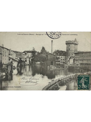 Ligny-en-Barrois – Barrage sur l'Ornain et tour des Comtes de Luxembourg – CPA 1907