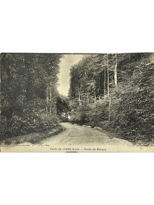 Forêt de Lyons (Eure) – Route de Morgny – CPA circulée 1937
