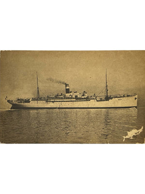 S.S. Braga – Fabre Line – Navire en mer – CPA ancienne