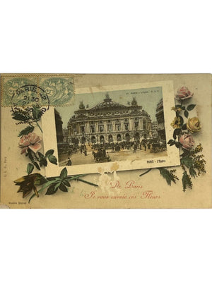 Paris – L'Opéra et fleurs – E. L. D. – CPA circulée 1906