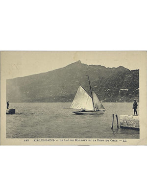 Aix-les-Bains – Lac du Bourget, voilier et Dent du Chat – CPA n° 142