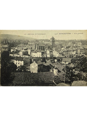 Eymoutiers – Vue générale, collégiale et pont – CPA n° 1975