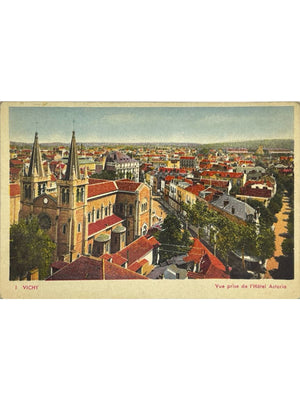 Vichy – Vue de l'Hôtel Astoria et église Saint-Louis – CPA n°1