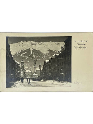 Innsbruck – Maria-Theresien-Straße, tramway et montagnes – CPSM