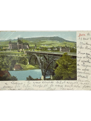 Berne – Pont du Kirchenfeld et Musée historique – CPA couleur 1903