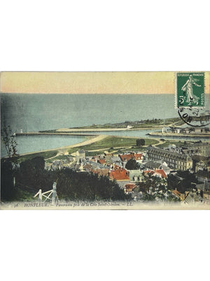 Honfleur – Panorama pris de la Côte Saint-Siméon – CPA colorisée LL n°36