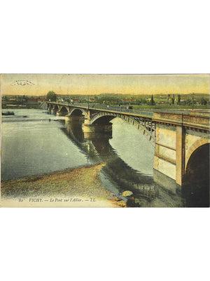 Vichy (Allier) – Le pont sur l’Allier – CPA colorisée LL n°80
