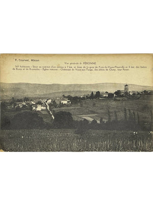 Péronne (Saône-et-Loire) – Vue générale, église et vignobles – CPA