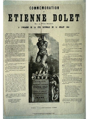 Paris – Commémoration d'Étienne Dolet place Maubert – Affiche de 1884 par Loevy – Carte n°43