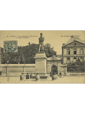 Nancy – Statue de Mathieu de Dombasle et Lycée National – CPA n°55