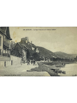 Les Andelys – Quai Grimoult et Château Gaillard – CPA animée, 1912