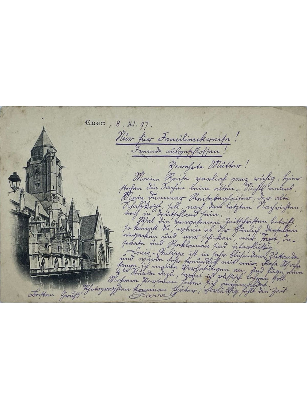 Recto de la carte postale