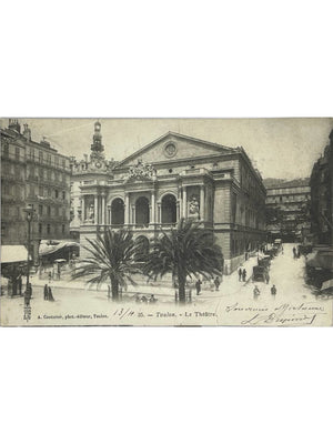 Toulon (Var) – Le Théâtre et la place animée – CPA n° 35